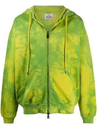 Shop green Vivienne Westwood Rugged tie-dye cotton hoodie with Express Delivery - Farfetch