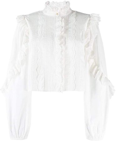 cropped ruffled blouse
