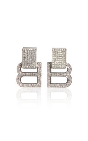 Hourglass Silver-Plated Earrings By Balenciaga | Moda Operandi