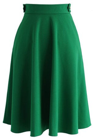 Basic Full A-line Skirt in Emerald Green - Skirt - BOTTOMS - Retro, Indie and Unique Fashion