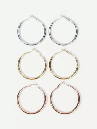 Plain Hoop Earrings Set 3pairs | SHEIN