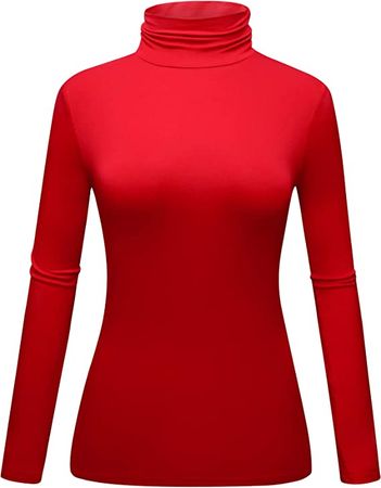 OThread & Co. Women's Long Sleeve Turtleneck T-Shirt Basic Stretch Layer Comfy High Neck Top at Amazon Women’s Clothing store
