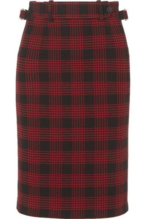 REDValentino | Buckled checked tweed skirt | NET-A-PORTER.COM