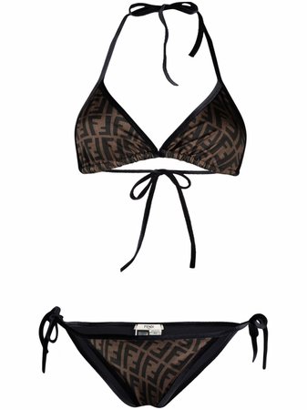 Shop Fendi FF-Vertigo triangle bikini set with Express Delivery - FARFETCH