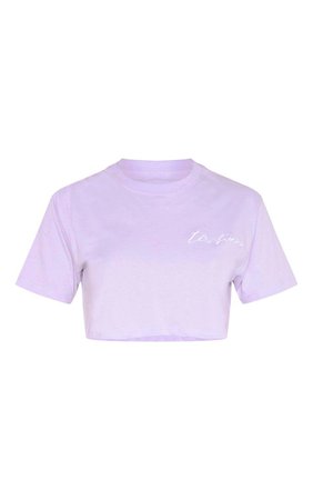 LILAC ITS FINE EMBROIDERED CROP T SHIRT