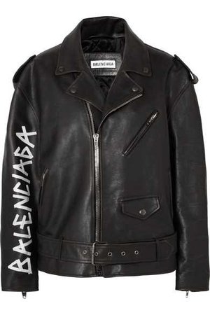 Balenciaga | Oversized painted textured-leather biker jacket | NET-A-PORTER.COM
