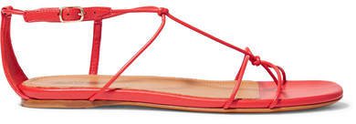 Knotted Leather Sandals - Red