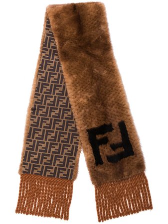 Fendi Brown And Black Ff Logo Mink Scarf | Farfetch.com