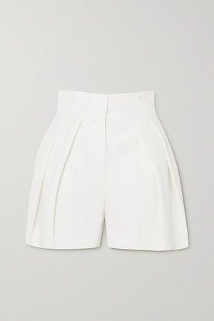 Pleated Wool-twill Shorts - White