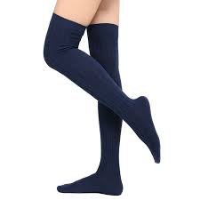 navy blue thigh high socks