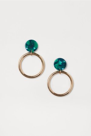 Hoop Earrings - Gold-colored/green - Ladies | H&M US