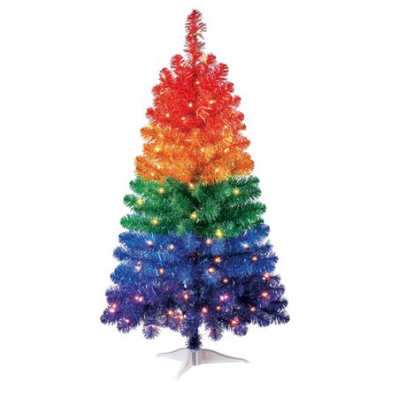 Holiday Time Pre-Lit Anson Rainbow Tinsel Fir Artificial Christmas Tree, 4' - Walmart.com