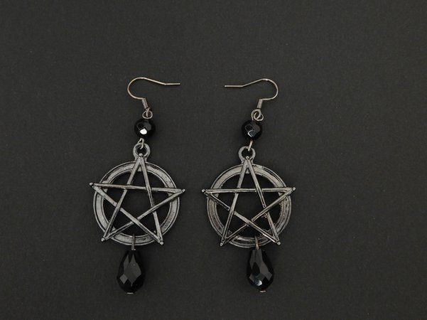 Darkness Wicca Pentagram Earrings