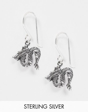 ASOS DESIGN sterling silver earrings with dragon | ASOS