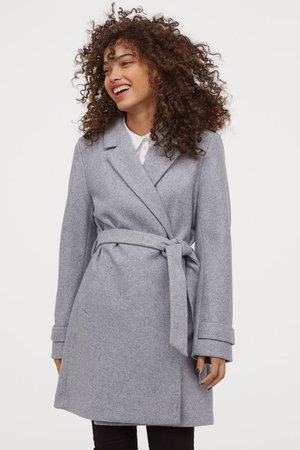 Short Coat - Light gray melange - Ladies | H&M US