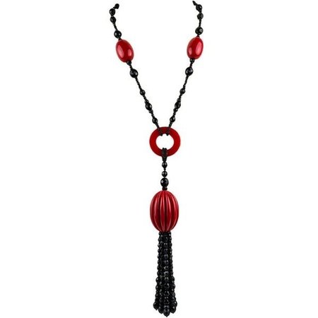 Black Jet Bead And Red Celluliod Flapper Necklace ($695)