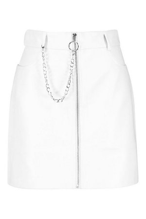 Chain Detail Leather Look Mini Skirt | Boohoo