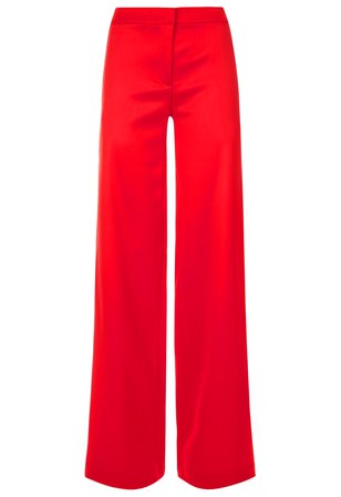 Desk To Dinner Rubine Red Virgin Wool Flared Trousers With Side Slit | La Perla