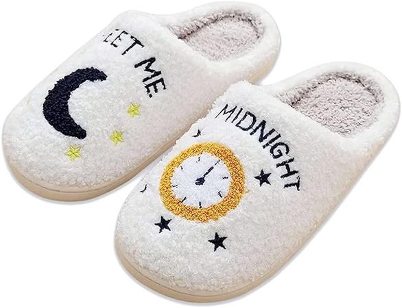 Amazon.com | QQGB Meet Me at Midnight Slippers for Women Men Plush Fuzzy Cozy House Slippers Winter Warm Indoor Outdoor Shoes Meet Me-39-40 | Shoes