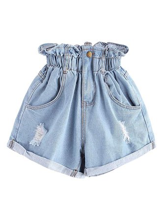 Milumia Women's Casual High Waisted Hemming Denim Jean Shorts with Pockets XXX-Large Blue-3 | Amazon.com