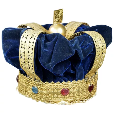 Antique-Victorian-Crown-Gilt-Blue-Velvet