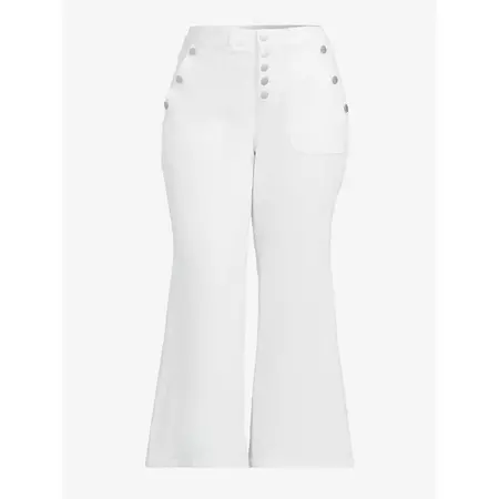 ELOQUII Elements Women's Plus White Flare Leg Button Up Jeans - Walmart.com
