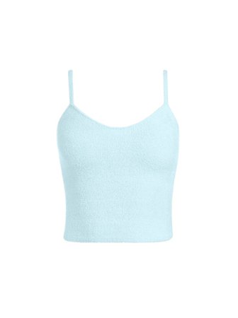 RHEA FUZZY CROPPED TANK in POWDER BLUE | Alice and Olivia