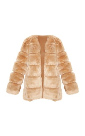 Stone Faux Fur Bubble Coat | Coats & Jackets | PrettyLittleThing USA