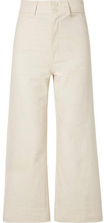 Merida Cropped Cotton-canvas Wide-leg Pants - Cream