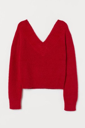 V-neck Sweater - Red | H&M