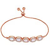 Amazon.com: Amazon Essentials Rose Gold Plated Sterling Silver Round Cut Cubic Zirconia Tennis Bracelet (6mm), 7.25": Jewelry