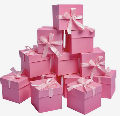 pink gift wrapped presents
