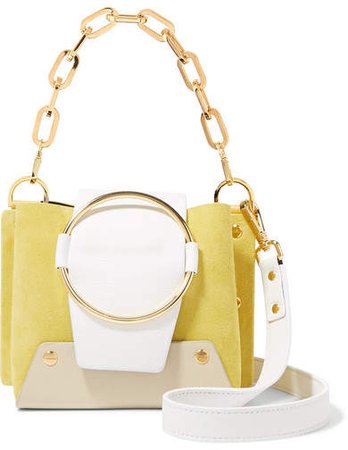 Yuzefi - Delila Mini Color-block Textured-leather And Suede Shoulder Bag - Yellow