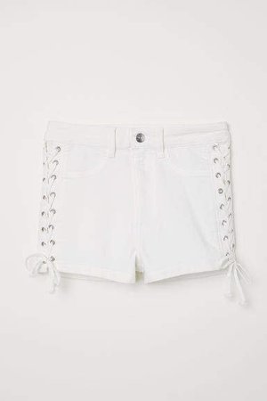 Shorts with Lacing - White