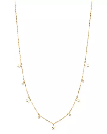 Zoë Chicco 14K Yellow Gold Diamond Dangling Stars Choker Necklace, 16" | Bloomingdale's