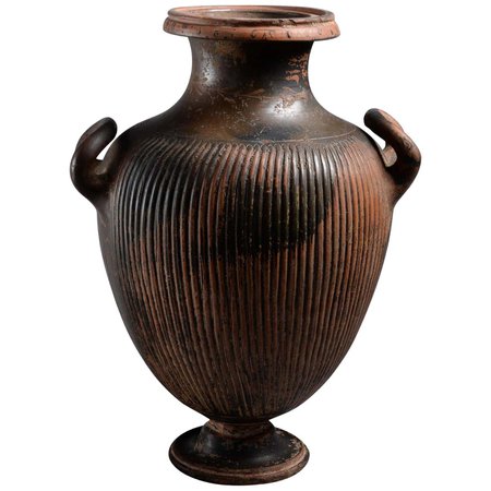 Greek Black Glazed Pottery Hydria For Sale at 1stDibs