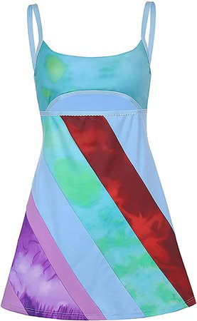 Amazon.com: Womens Print Mini Dress Spaghetti Strap Sleeveless Casual Mini Dress Hollow Out Mini Dress Summer Swing Bodycon Dress: Clothing