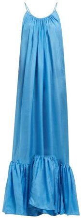 Brigitte Habotai Silk Maxi Dress - Womens - Light Blue