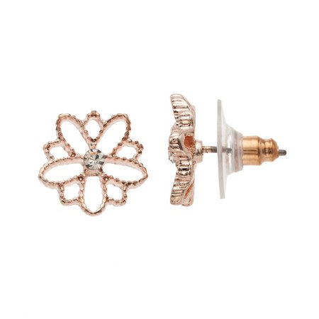 LC Lauren Conrad Rose Gold Tone Nickel Free Flower Stud Earrings