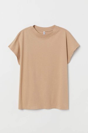 Cap-sleeved T-shirt - Beige