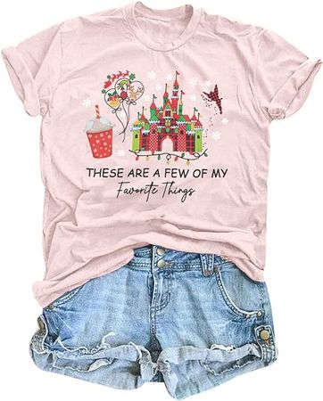 Amazon.com: Christmas Magic Castle Shirt Women Xmas Friends Magic Kingdom Shirts Novelty Holiday Graphic Short Sleeve Top Tee Pink : Clothing, Shoes & Jewelry