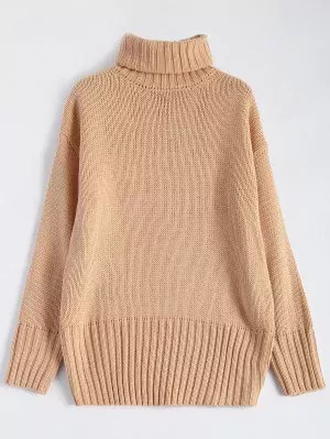Turtleneck Khaki Beige Sweaters | ZAFUL