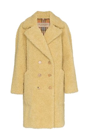 BURBERRY Lillingstone double breasted faux shearling wool blend coat $2,356