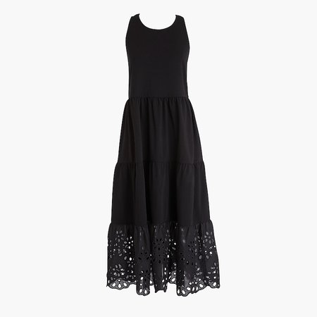J.Crew: Tiered Knit Maxi Dress With Eyelet Trim For Women black