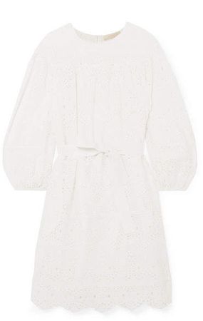 Lindia Broderie Anglaise Cotton Dress - White