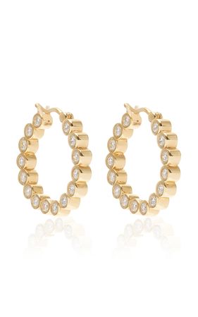 Bubble Diamond 18k Gold Medium Hoop Earrings By Renna | Moda Operandi
