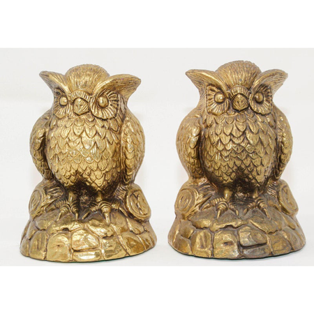 gold owl bookends