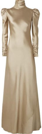 Satin-twill Maxi Dress - Shiny gold