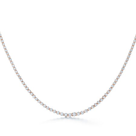 Tiffany Victoria® graduated line necklace in 18k rose gold with diamonds. | Tiffany & Co.
