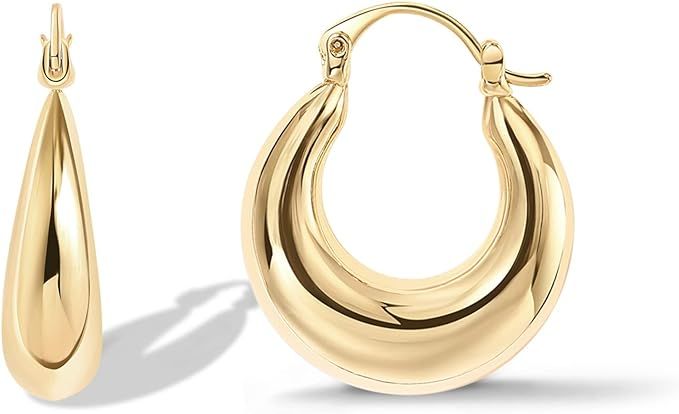 PAVOI 14K Gold Plated Sterling Silver Post Chunky Hoops | Thick Lightweight Gold Hoop Earrings for Women, 17mm, Yellow Gold : Amazon.ca: Clothing, Shoes & Accessories